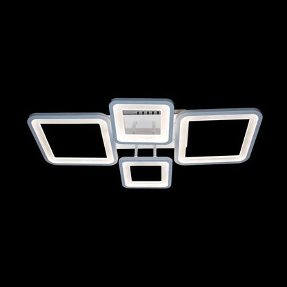 Lustre LED avec télécommande ELLA 67W, 4 carrés, Lumière Froide/Chaude/Neutre, Dimmable, Blanc