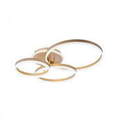 Lustre LED avec télécommande LYRA 100W, 3 Cercles, Lumière Froide/Chaude/Neutre, Dimmable, Or Brossé