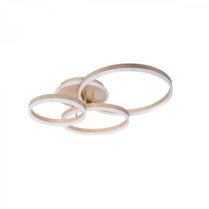 Lustre LED avec télécommande LYRA 100W, 3 Cercles, Lumière Froide/Chaude/Neutre, Dimmable, Or Brossé