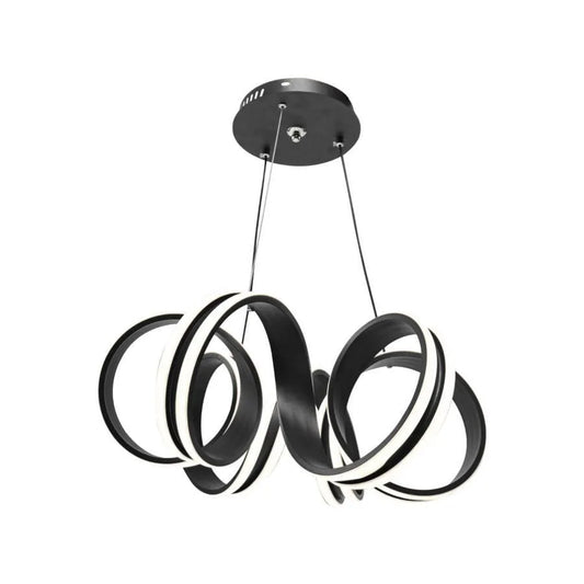 Lustre LED suspendu avec télécommande INFINITY TWIST 180W, Ondulé, Lumière Froid/Chaud/Neutre, Dimmable, Noir, Hauteur Réglable