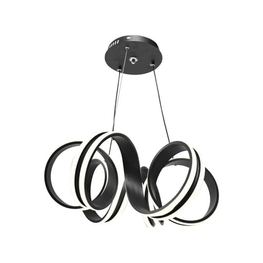 Lustre LED suspendu avec télécommande INFINITY TWIST 180W, Ondulé, Lumière Froide/Chaude/Neutre, Intensité variable, Noir, Lustres modernes réglables en hauteur Titre par défaut Alessandro Design