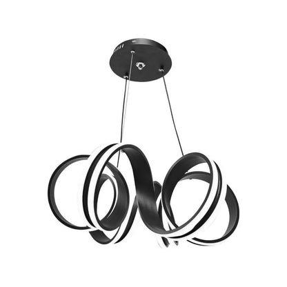 Lustre LED suspendu avec télécommande INFINITY TWIST 180W, Ondulé, Lumière Froid/Chaud/Neutre, Dimmable, Noir, Hauteur Réglable