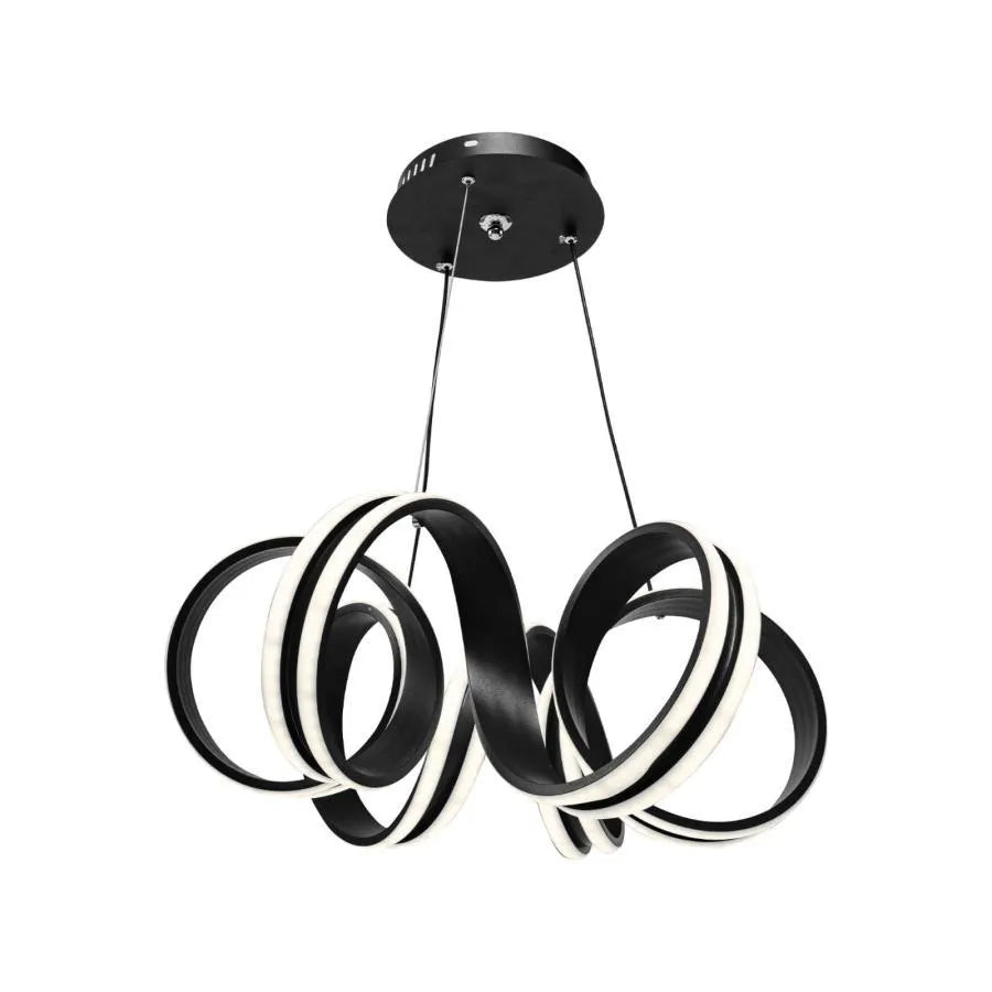 Lustre LED suspendu avec télécommande INFINITY TWIST 180W, Ondulé, Lumière Froid/Chaud/Neutre, Dimmable, Noir, Hauteur Réglable