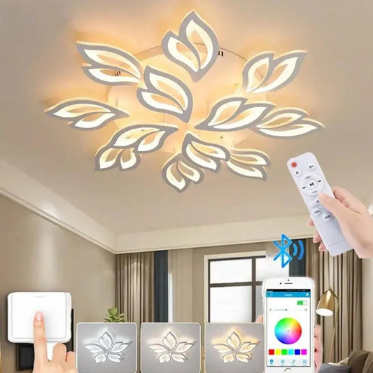 Lustre LED avec télécommande LILY 150W, 12 Éléments, Lumière Froide/Chaude/Neutre, Dimmable, Blanc