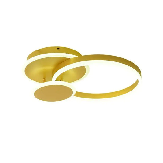 Lustre LED avec télécommande LYRA 102W 1 Cercle, Lumière Froide/Chaude/Neutre, Dimmable, Or Brossé