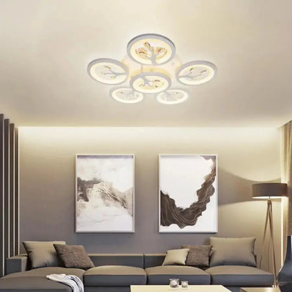 Lustre LED avec télécommande et cristal DAISY 72W, 6 éléments, Lumière Froide/Chaude/Neutre, Dimmable, Blanc