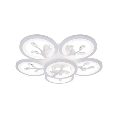 Lustre LED avec télécommande et cristal DAISY 72W, 6 éléments, Lumière Froide/Chaude/Neutre, Dimmable, Blanc