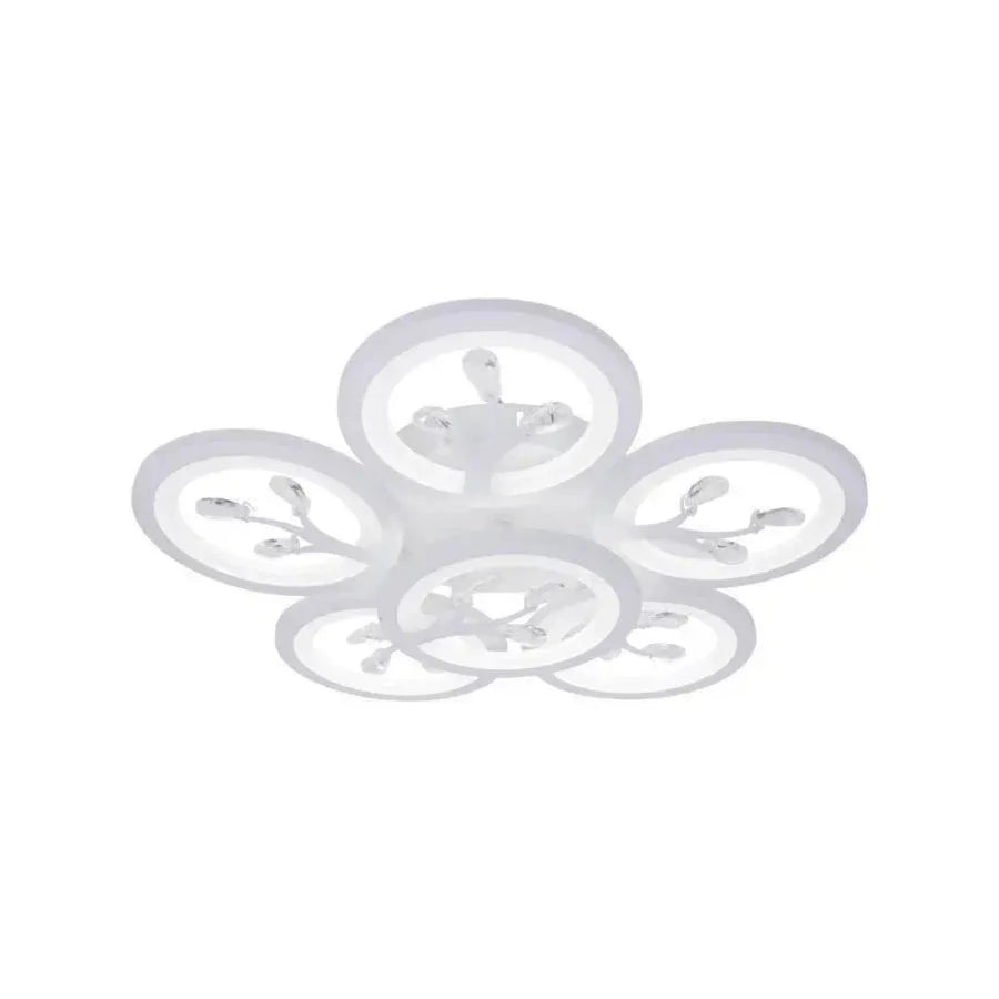 Lustre LED avec télécommande et cristal DAISY 72W, 6 éléments, Lumière Froide/Chaude/Neutre, Dimmable, Blanc