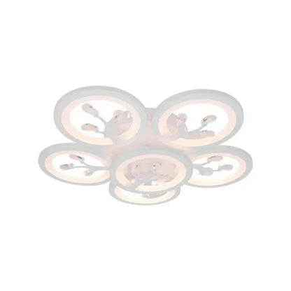 Lustre LED avec télécommande et cristal DAISY 72W, 6 éléments, Lumière Froide/Chaude/Neutre, Dimmable, Blanc