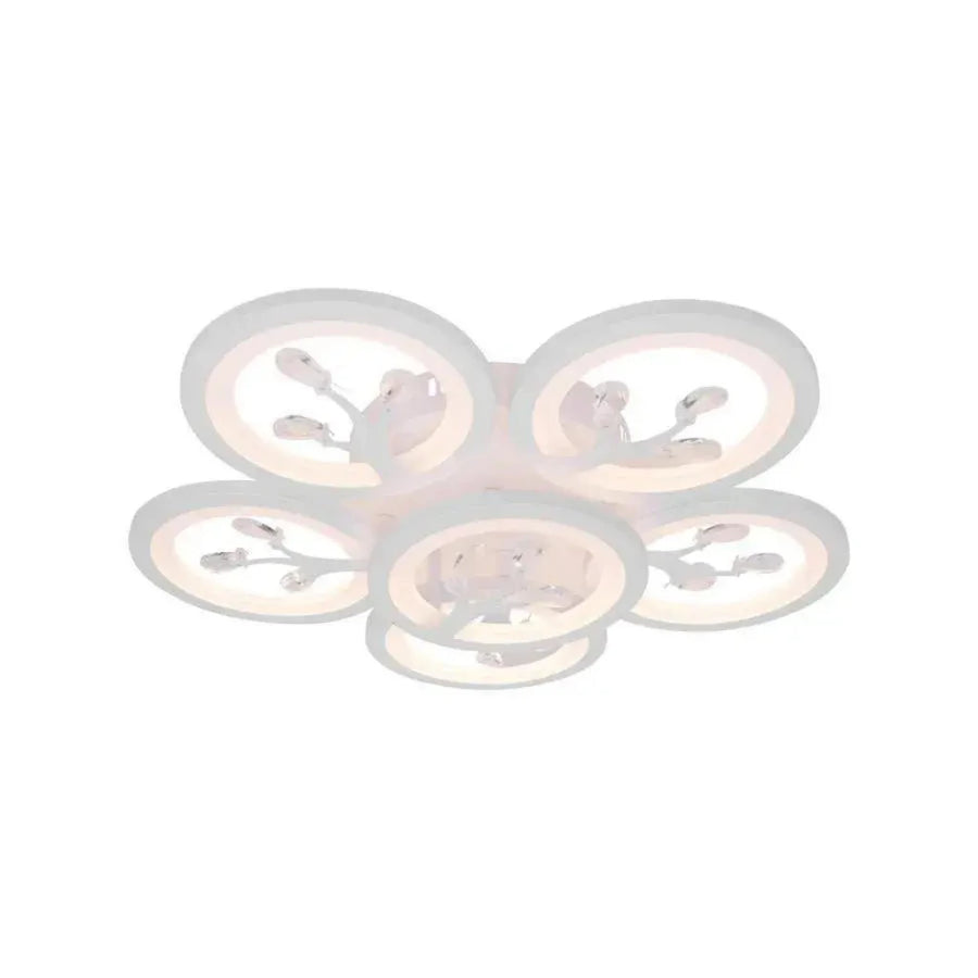 Lustre LED avec télécommande et cristal DAISY 72W, 6 éléments, Lumière Froide/Chaude/Neutre, Dimmable, Blanc