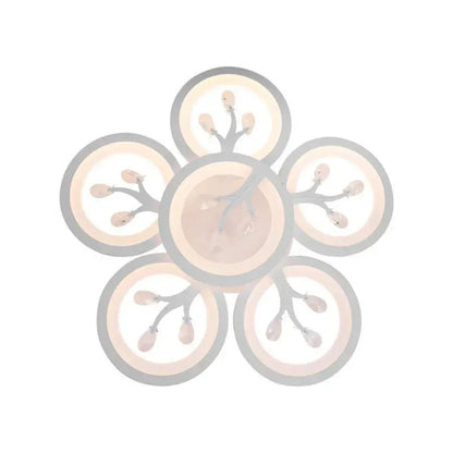 Lustre LED avec télécommande et cristal DAISY 72W, 6 éléments, Lumière Froide/Chaude/Neutre, Dimmable, Blanc