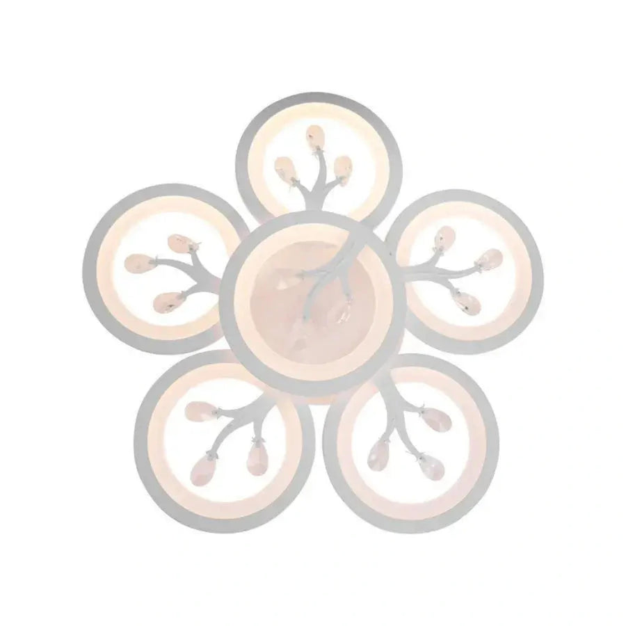 Lustre LED avec télécommande et cristal DAISY 72W, 6 éléments, Lumière Froide/Chaude/Neutre, Dimmable, Blanc