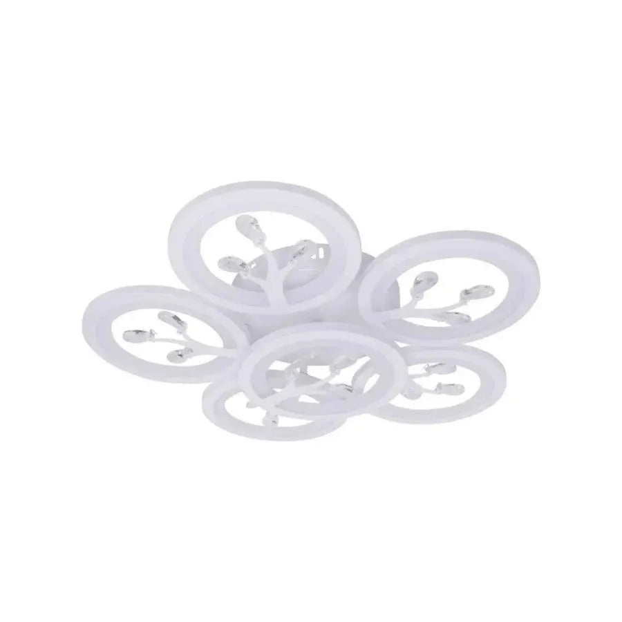 Lustre LED avec télécommande et cristal DAISY 72W, 6 éléments, Lumière Froide/Chaude/Neutre, Dimmable, Blanc