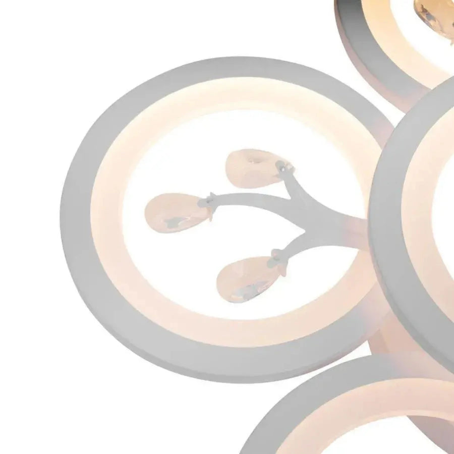 Lustre LED avec télécommande et cristal DAISY 72W, 6 éléments, Lumière Froide/Chaude/Neutre, Dimmable, Blanc