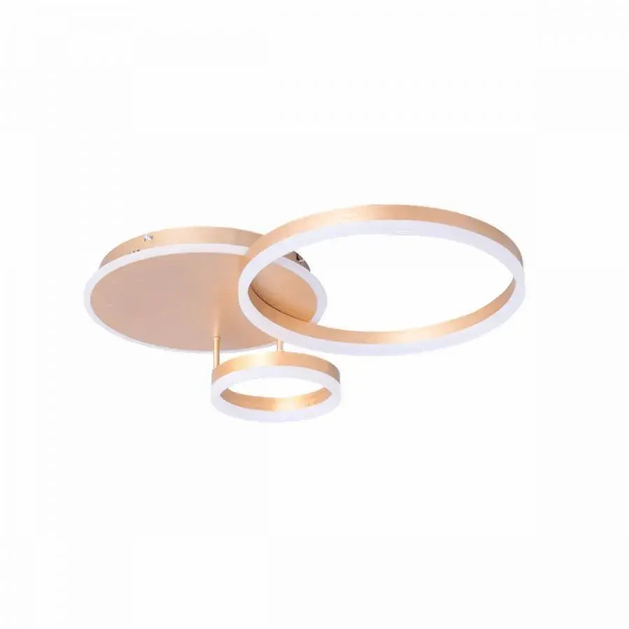 Lustre LED avec télécommande MYRENE 110W, 2 Cercles, Lumière Froide/Chaude/Neutre, Dimmable, Doré