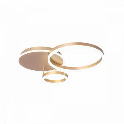 Lustre LED avec télécommande MYRENE 110W, 2 Cercles, Lumière Froide/Chaude/Neutre, Dimmable, Doré