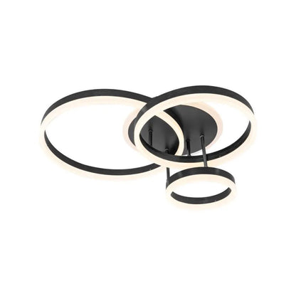 Lustre LED avec télécommande LYRA 100W, 3 Cercles, Lumière Froide/Chaude/Neutre, Dimmable, Noir