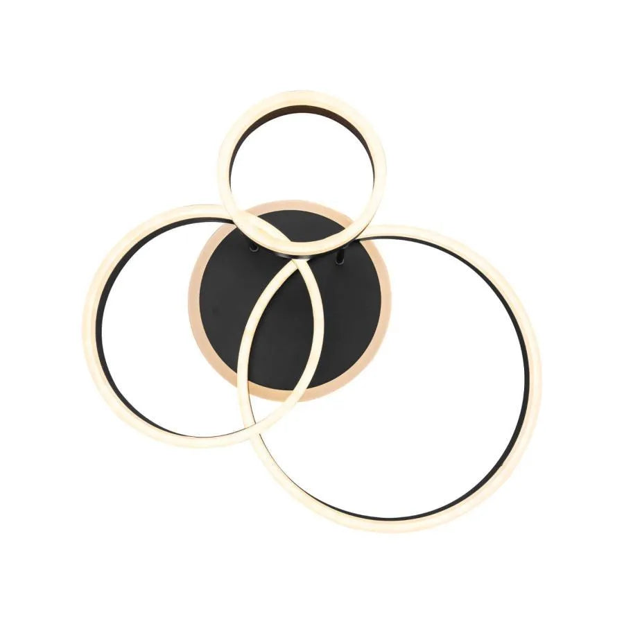 Lustre LED avec télécommande LYRA 100W, 3 Cercles, Lumière Froide/Chaude/Neutre, Dimmable, Noir