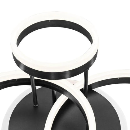 Lustre LED avec télécommande LYRA 100W, 3 Cercles, Lumière Froide/Chaude/Neutre, Dimmable, Noir