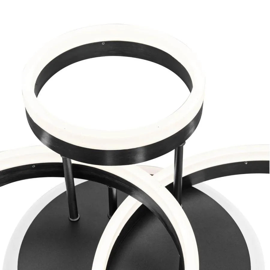 Lustre LED avec télécommande LYRA 100W, 3 Cercles, Lumière Froide/Chaude/Neutre, Dimmable, Noir