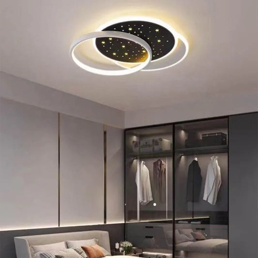 Lustre LED avec télécommande ODESSA 132W, 3 Cercles, Lumière Froide/Chaude/Neutre, Dimmable, Noir