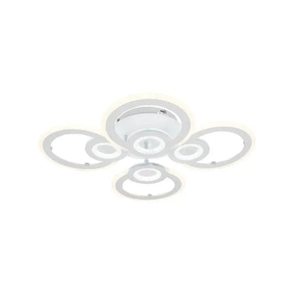 Lustre LED avec télécommande KADE 72W, 4 Cercles, Lumière Froide/Chaude/Neutre, Dimmable, Blanc