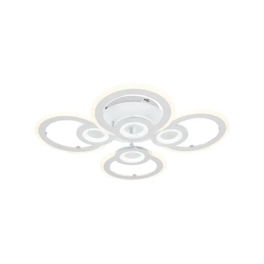 Lustre LED avec télécommande KADE 72W, 4 Cercles, Lumière Froide/Chaude/Neutre, Dimmable, Blanc