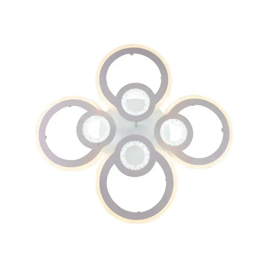 Lustre LED avec télécommande KADE 72W, 4 Cercles, Lumière Froide/Chaude/Neutre, Dimmable, Blanc