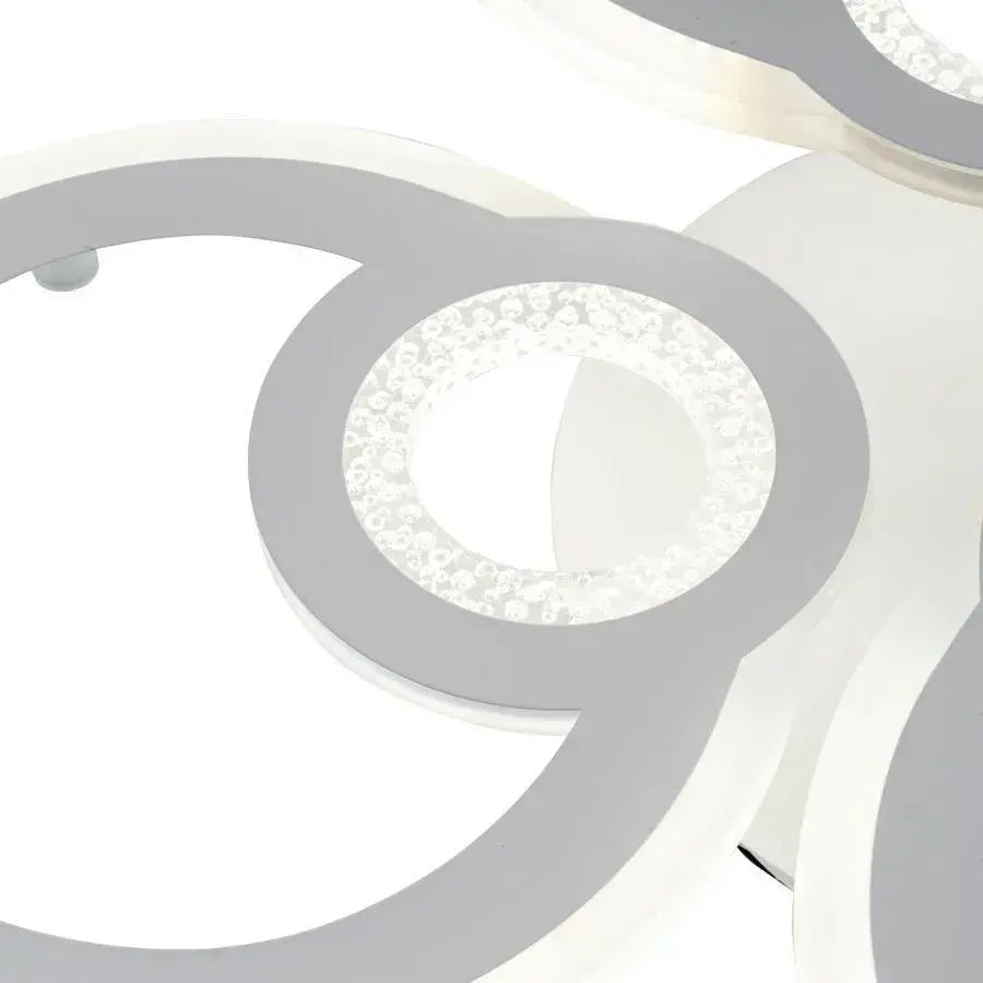 Lustre LED avec télécommande KADE 72W, 4 Cercles, Lumière Froide/Chaude/Neutre, Dimmable, Blanc