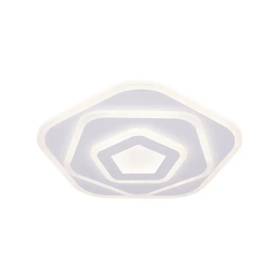 Lustre LED avec télécommande PENTAGON 59W, 40cm, Lumière Froide/Chaude/Neutre 3000K/4000K/6000K, Blanc, Métal et Acrylique, Métal et Acrylique