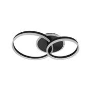 Lustre LED avec télécommande LYRA 80W, 2 Cercles, Lumière Froide/Chaude/Neutre, Dimmable, Noir