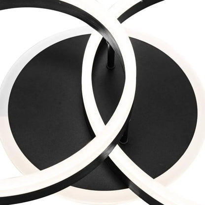 Lustre LED avec télécommande LYRA 80W, 2 Cercles, Lumière Froide/Chaude/Neutre, Dimmable, Noir