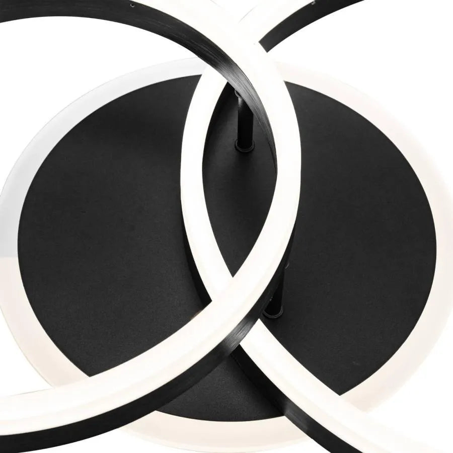 Lustre LED avec télécommande LYRA 80W, 2 Cercles, Lumière Froide/Chaude/Neutre, Dimmable, Noir