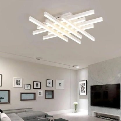 Lustre LED avec télécommande MORA 160W, 8 Éléments, Linéaire, Lumière Froide/Chaude/Neutre, Gradable, Blanc