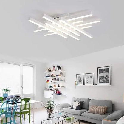 Lustre LED avec télécommande MORA 160W, 8 Éléments, Linéaire, Lumière Froide/Chaude/Neutre, Gradable, Blanc