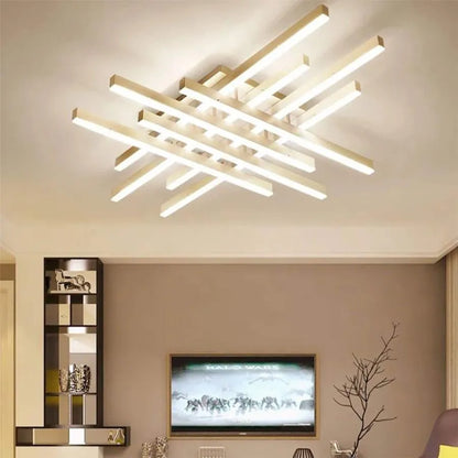 Lustre LED avec télécommande MORA 160W, 8 Éléments, Linéaire, Lumière Froide/Chaude/Neutre, Gradable, Blanc