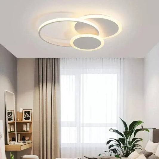 Lustre LED avec télécommande SILVIAN, 58W, 3 Cercles, Lumière Froide/Chaude/Neutre, Gradable, Blanc