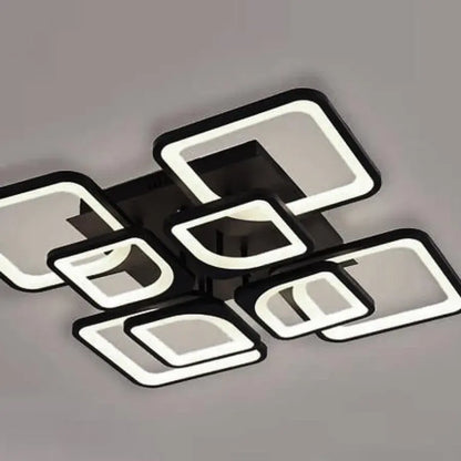 Lustre LED avec télécommande FELY 192W, 8 carrés, Lumière Froide/Chaude/Neutre, Dimmable, Blanc