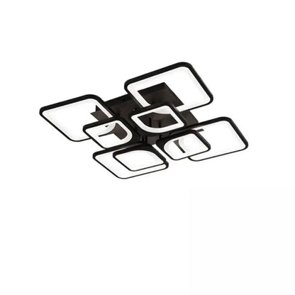 Lustre LED avec télécommande FELY 192W, 8 carrés, Lumière Froide/Chaude/Neutre, Dimmable, Blanc