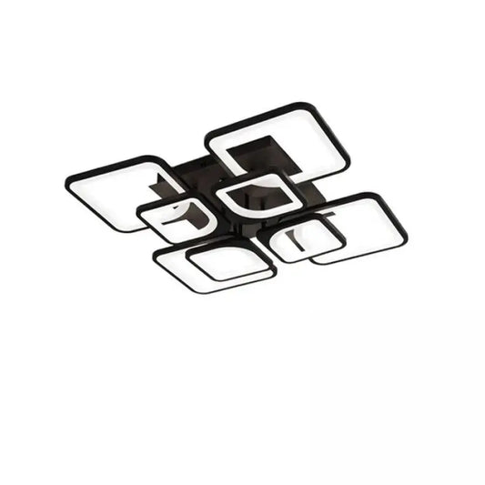 Lustre LED avec télécommande FELY 192W, 8 carrés, Lumière Froide/Chaude/Neutre, Dimmable, Blanc