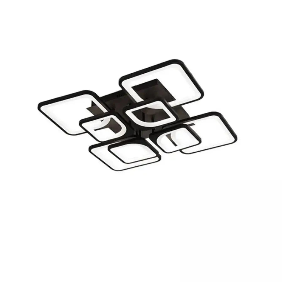 Lustre LED avec télécommande FELY 192W, 8 carrés, Lumière Froide/Chaude/Neutre, Dimmable, Blanc