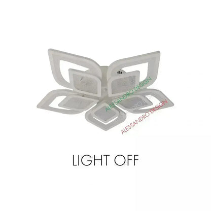 Lustre LED avec télécommande DALIA 170W, 5 pétales, Lumière froide/chaude/neutre, Dimmable, Blanc