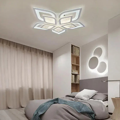 Lustre LED avec télécommande DALIA 170W, 5 pétales, Lumière froide/chaude/neutre, Dimmable, Blanc
