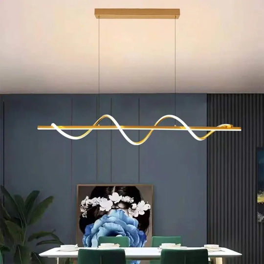 Lustre LED suspendu avec télécommande AMINIA 80W, Linéaire, Lumière Froide/Chaude/Neutre, Intensité variable, Doré, Lustres modernes réglables en hauteur Titre par défaut Alessandro Design