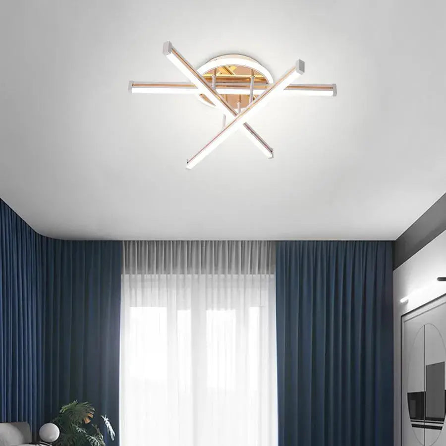 Lustre LED avec télécommande TAMARA 96W, 3 Éléments, Linéaire, Lumière Froide/Chaude/Neutre, Dimmable, Or Blanc