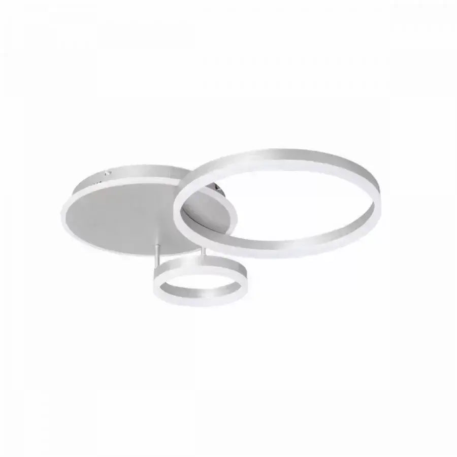 Lustre LED avec télécommande THEODORA, 81W, 2 Cercles, Lumière Froide/Chaude/Neutre, Dimmable, Argent