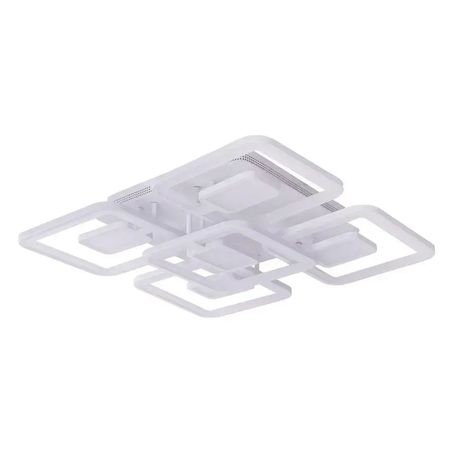 Lustre LED avec télécommande FELIX 107W, 5 carrés, Lumière Froide/Chaude/Neutre, Dimmable, Blanc