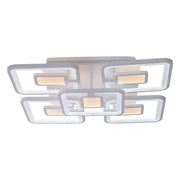 Lustre LED avec télécommande FELIX 107W, 5 carrés, Lumière Froide/Chaude/Neutre, Dimmable, Blanc