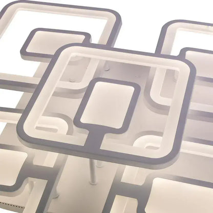 Lustre LED avec télécommande FELIX 107W, 5 carrés, Lumière Froide/Chaude/Neutre, Dimmable, Blanc