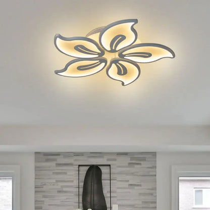 Lustre LED avec télécommande JASMINE 66W, 5 pétales, Lumière Froide/Chaude/Neutre, Dimmable, Blanc